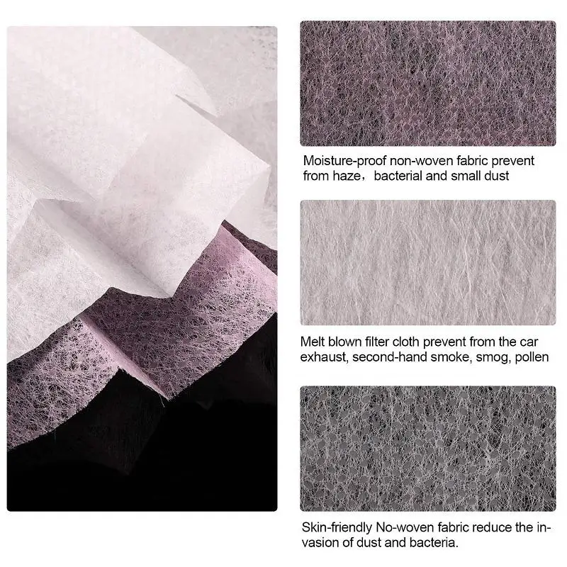 Маска одноразовая трехслойная дышащая для лица с фильтром черная серая