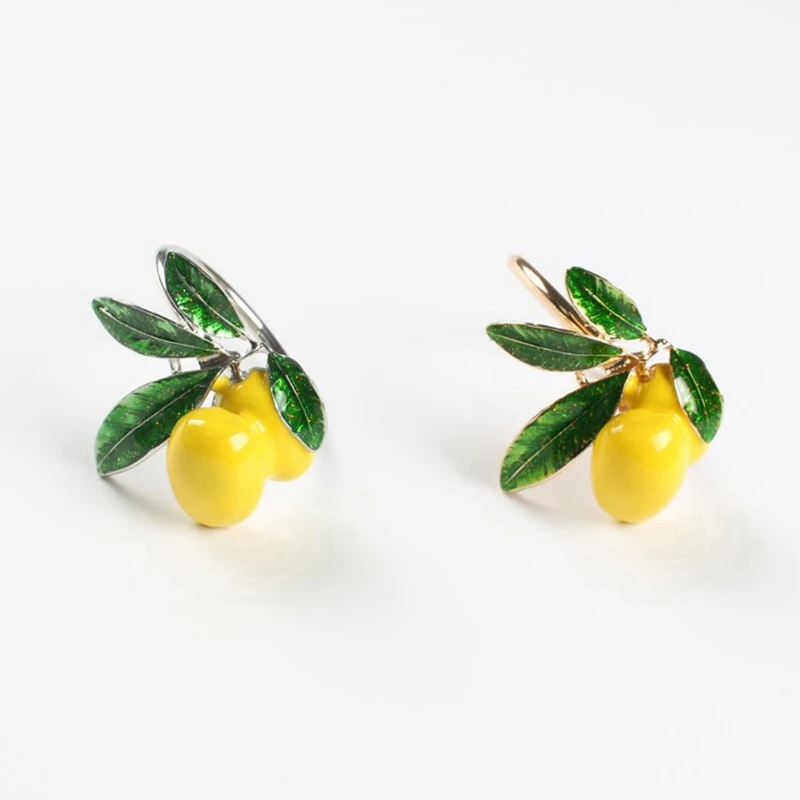 

Promotion! 12pcs Napkin Ring Napkin Ring Table Decoration Gold for Wedding Dinner Party - 6Pcs Lemon & 6pcs Turtle leaf
