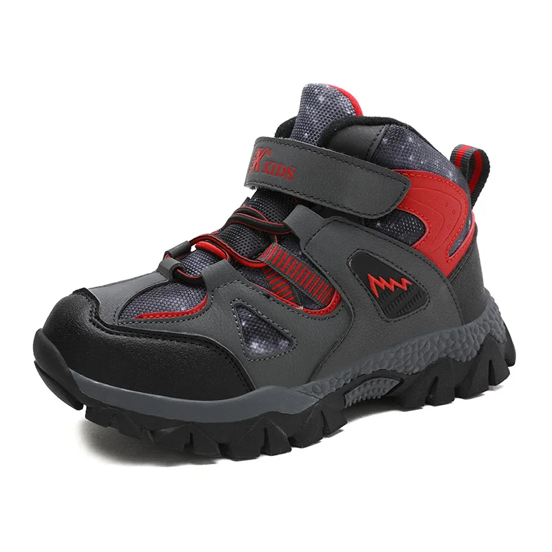 Black red Новые детские уличные спортивные походные ботинки для подростков, альпинистские треккинговые ботинки для мальчиков, Зимние ботильоны, Детские классические кроссовки - Цвет: Black red