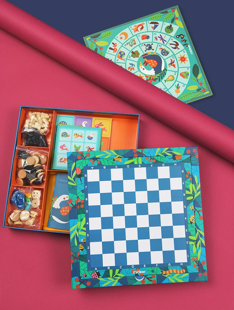 MiDeer 9 в 1 классические игры Детская Доска игра бинго памяти игры Летающие шахматы нарды шахматы шашки для 2~ 4 игроков 3Y