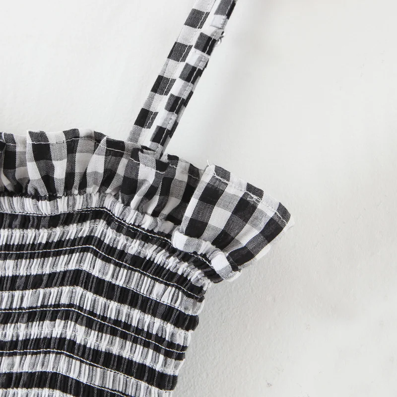 Женское платье без рукавов AGong летнее в клетку с оборками мини-платье | Женская