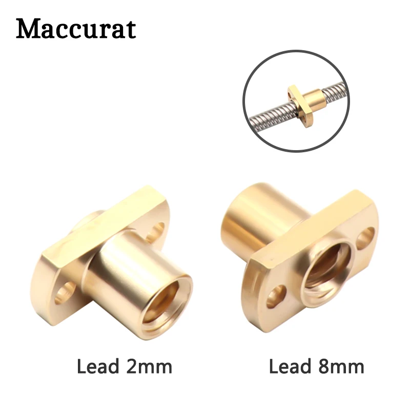 1pc New T8 Nut H Flange Copper Nut For T8 Lead Screw Pitch 2mm Lead 2mm/8mm for T8 Screw Trapezoidal Screw 3D Printer Parts