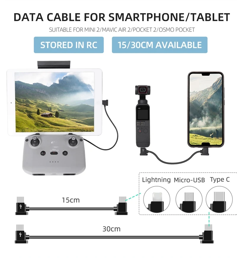 

Мобильный телефон планшет кабель для передачи данных TYPE-C для iOS и Android для DJI Mavic Pro Mini 2/iPad Air 2/карман 2/Osmo карман