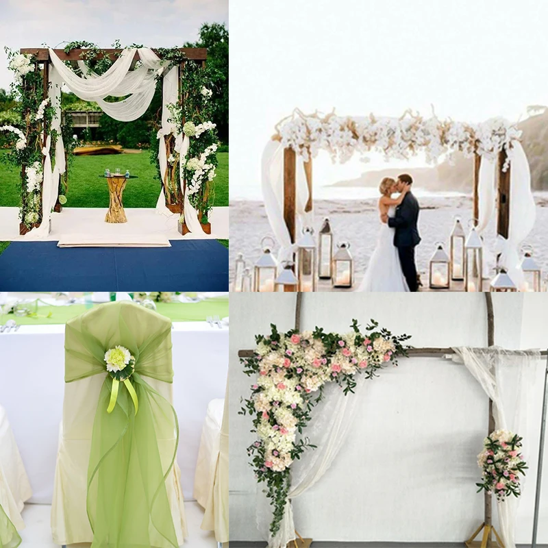 5 м с украшением в виде кристаллов органза бантом тюль рулон ткани для свадебная