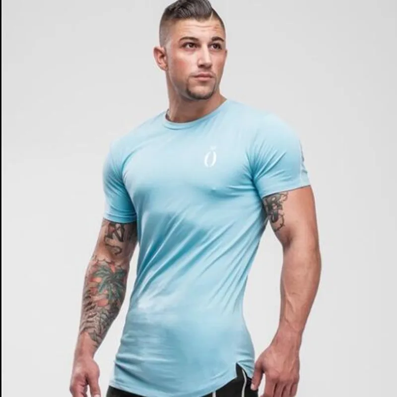2020 mens round collar running sports trainning pure color basketball gym tight quick dry t-shirt | Спорт и развлечения