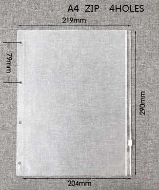 A4 zip bag Блокнот формата A4, A5, A6, A7 с отрывным листом, ПВХ сумка для коллекции, аксессуары для дневников, сумка на молнии, чехол для именных карт, сумка для хранения - Цвет: A4 zip bag