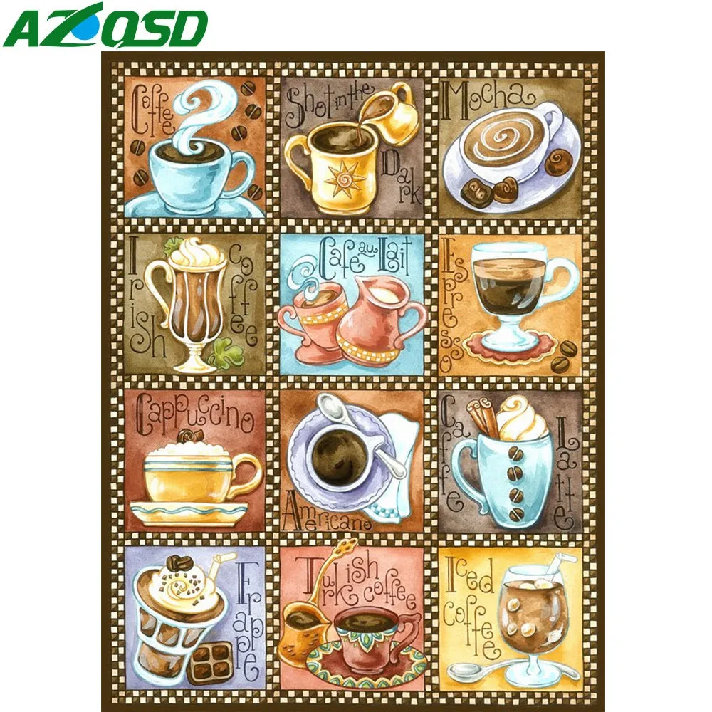 

AZQSD 5D алмазная живопись кофейный узор полная вышивка квадратная вышивка Алмазная вышивка мозаика ручная работа домашний декор