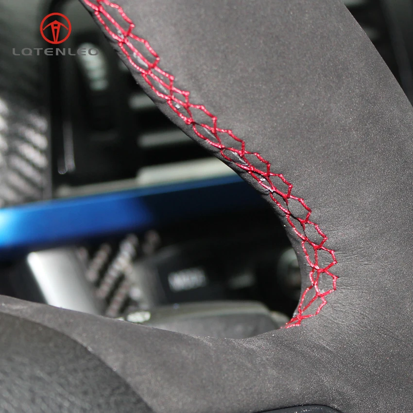 

LQTENLEO Black Suede DIY Hand Car Steering Wheel Cover for BMW 3 Series F30 F31 F34 318i 320i 320d 328i 330i 330e 330d 335i 340i