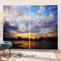 Modern Window Curtains Skyline With Skyscrapers At Sunset Night Curtains 3D Print Curtains For Living Room Bedroom Home Curtain