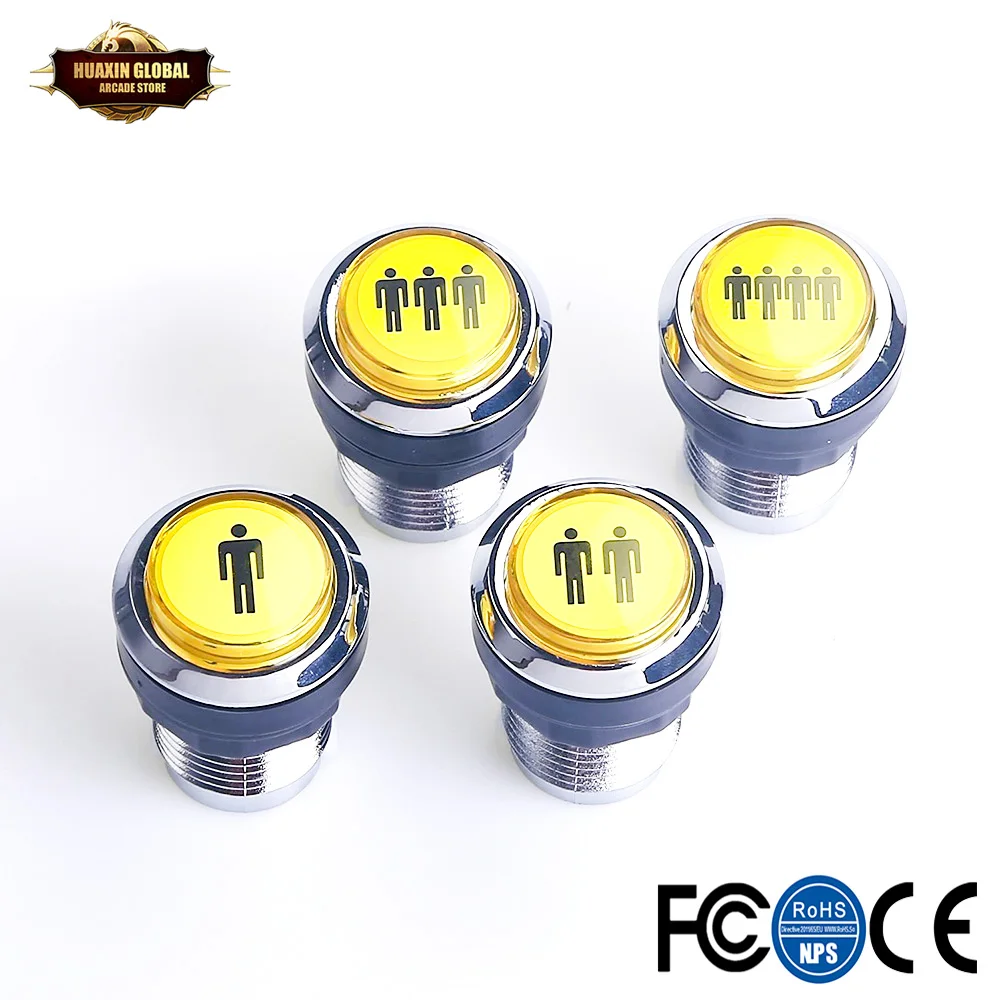 4 светодиодный т. Кнопочная кнопка включения в серебряном стиле для Mame Jamma|Игры с