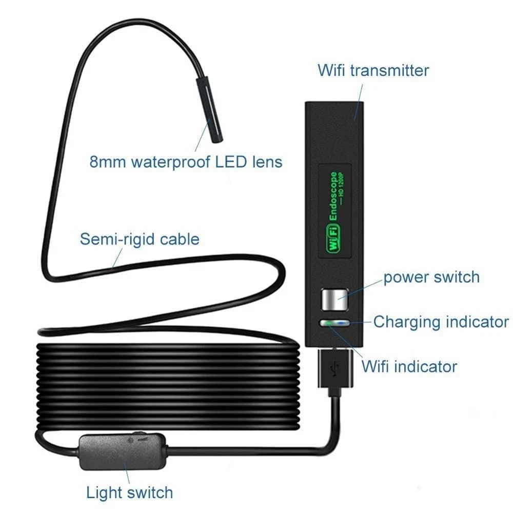 Беспроводной Эндоскоп Fuers 1200P Wi-Fi IP67 USB | Безопасность и защита