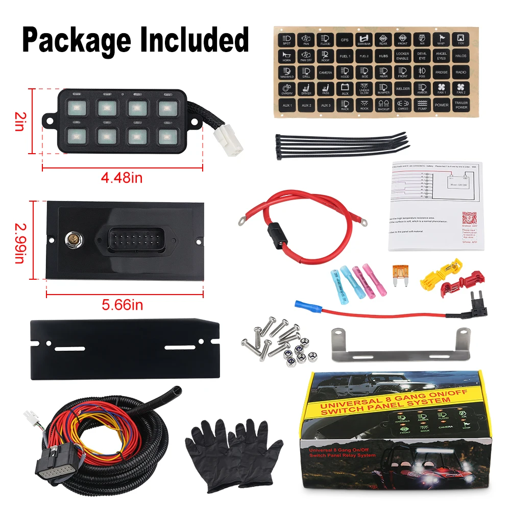 8 Gang Car Truck Led Switch Panel DC12V-24V With Download Mounting Software Power System Phone Control For Jeep | Автомобили и