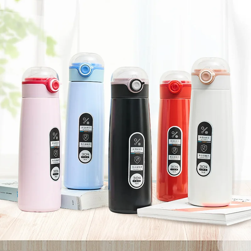 Термос с крышкой на кнопке 400 мл портативный термос из нержавеющей стали