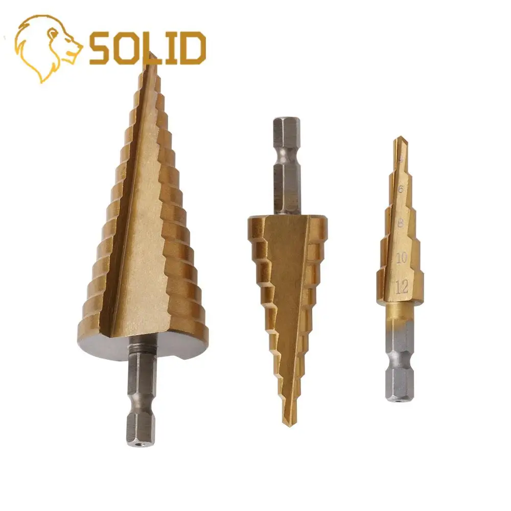 

3pcs HSS Step Drill Bit Sets Cobalt Hole Titanium Cone Cutter Wood Plastic Tool
