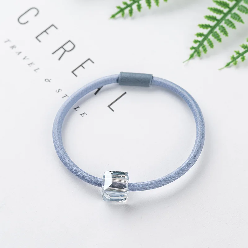 Light Blue Корейская девушка простой головной убор Твердые Кристалл эластичные повязки для волос Женская мода Симпатичный головной убор аксессуары для волос - Цвет: Light Blue