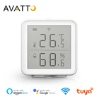 Умный датчик температуры и влажности AVATTO Tuya с Wi-Fi светодиодный светодиодным экраном, шлюз не нужен, работает с Alexa Echo