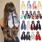 Резинка для волос с принтом тай-дай для Женский хвостик, модная эластичная лента для волос с шарфом, аксессуары для волос