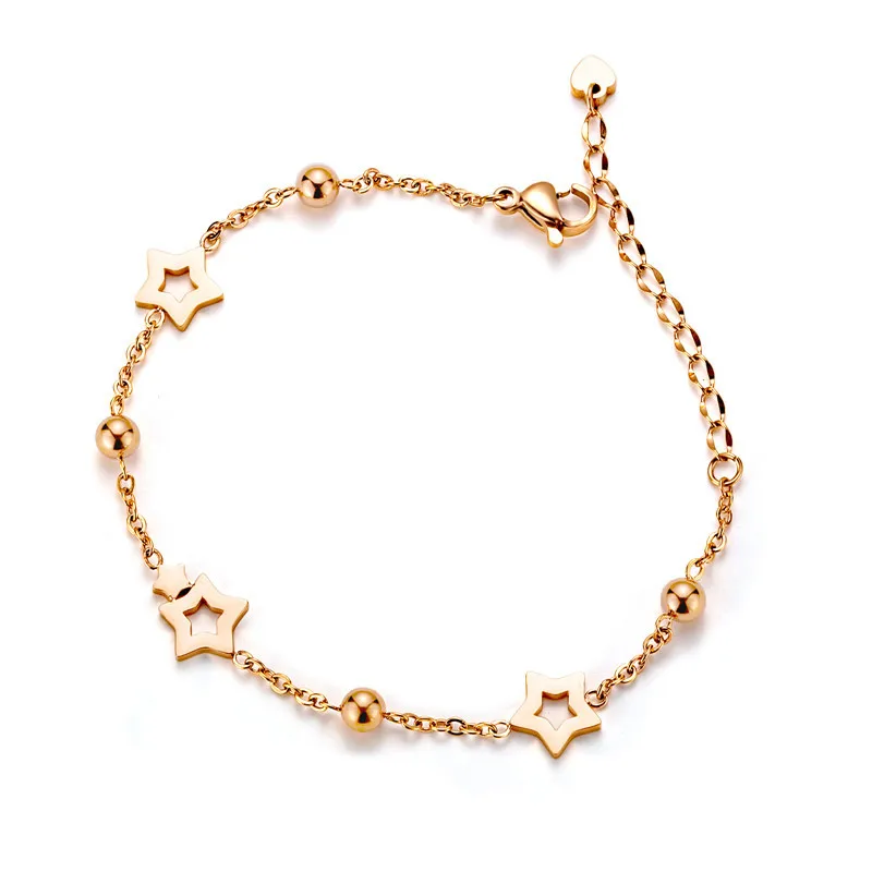 

YSM B304 Jewelry 2020 Trend Stainless Steel Bracelet For Women 24K Rose Gold Korean Style Fashion Five Pointed Star Bracelet