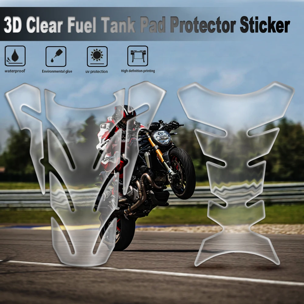 3D Motorcycle Transparent Crystal Glue Fuel ​Tank Pad Stickers Racing Moto Tank Protect Decals For Yamaha Honda Kawasaki Suzuki |