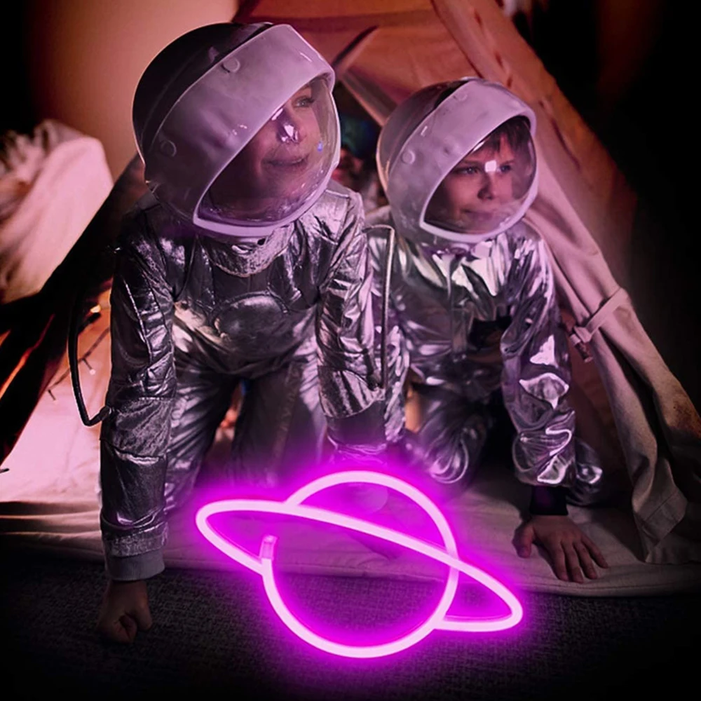 Светодиодный неоновый светильник эллиптический знак в форме планеты креативный