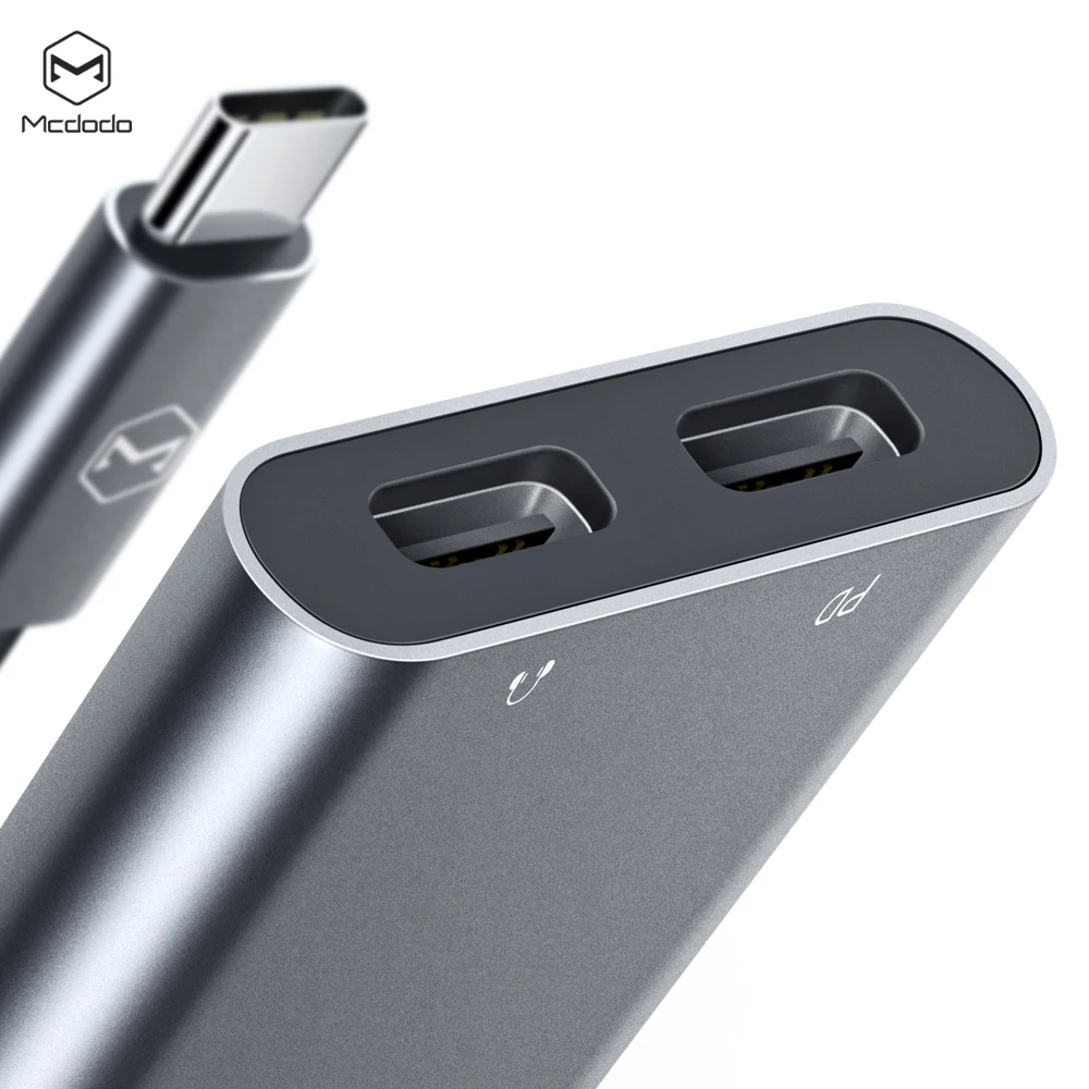 Mcdodo 60W PD Type C DAC HIFI Audio Converter USB C To Dual Type C 5A Fast Charger Audio Adapter For IPad Pro Macbook Samsung