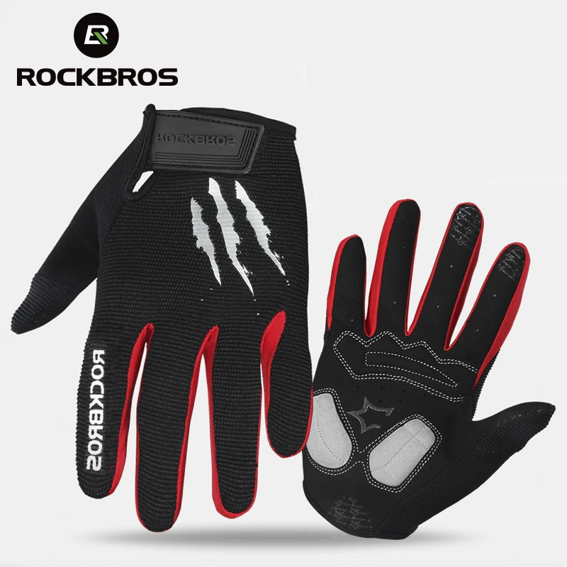 RockBros Велоспорт Зимние Перчатки Губка Pad Длинный Палец Мотоцикл Перчатки Для Горных Велосипедов Велосипед Перчатки Сенсорный Экран MTB Перчатки