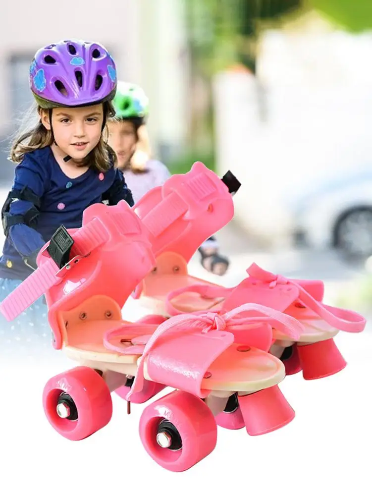 Детские роликовые коньки, регулируемый размер, двойной ряд, 4 колеса, обувь для катания на коньках, скользящие технические кроссовки, детские подарки