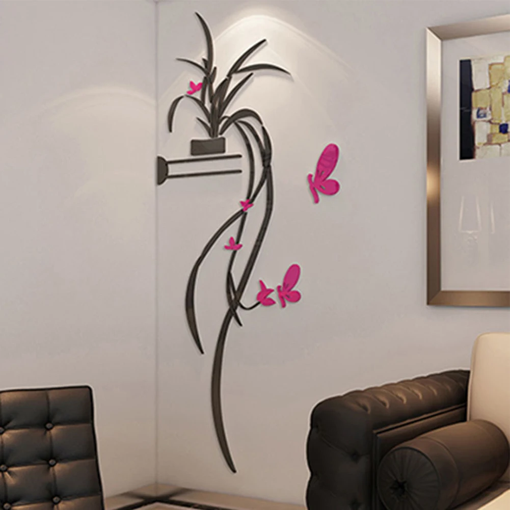 3D Наклейка на стену с изображением орхидеи и цветов наклейка холодильник сделай