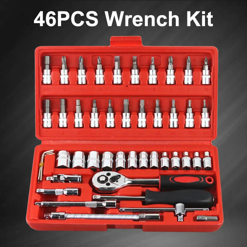 

Mechanical Workshop Torque Wrench Sets Car Bike Repair Hand Tools Kit 1 / 4 Combination Ratchet Key Socket Toolbox for Mechanics