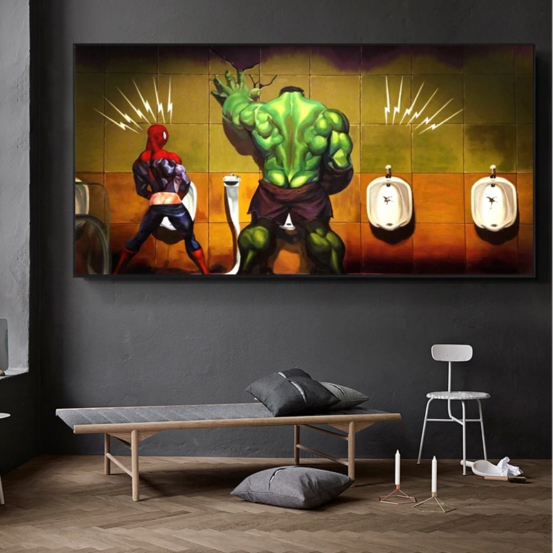 Забавная Картина на холсте супергероев Марвел Человек паук Халк киногерой