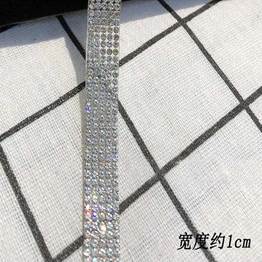5 ярдов 10 мм рядов ширина горячая фиксация Серебряные стразы с бисером отделка