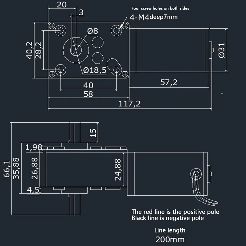 24V DC двухосный червячный мотор с высоким крутящим моментом микро редуктор