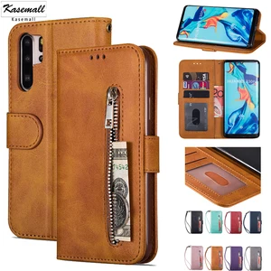 for huawei p40 p20 lite p30 pro mate 10 20 lite p smart y6 y7 2019 wallet leather cases zipper flip card stand phone cover coque free global shipping
