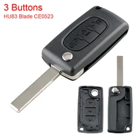 3 buttons entry flip folding remote car key shell replacement with uncut car flip key fit for citroen c2 c3 c4 c5 c6