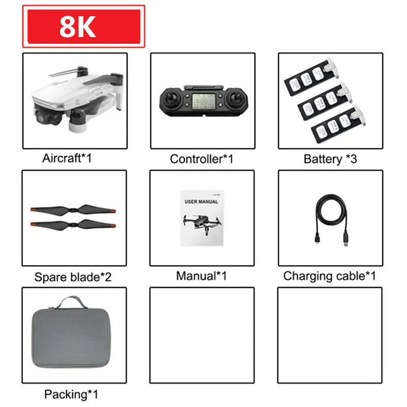 

3-Axis Gimbal PTZ 8K ESC Camera Brushless Motor GPS 5G WIFI FPV RC Drone 2KM 30MINS Quadcopter Support SD Card VS SG906 Pro GD91