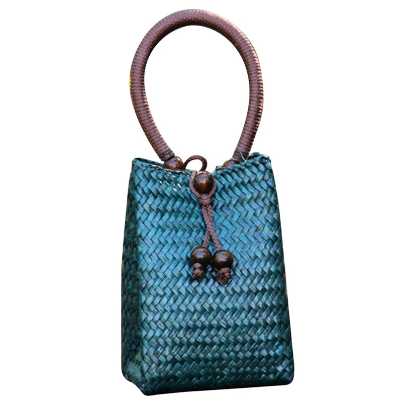 

Summer Female Beach Bag Women Handmade Straw Bag with Wicker Woven Handbag Ladies Tote Bag