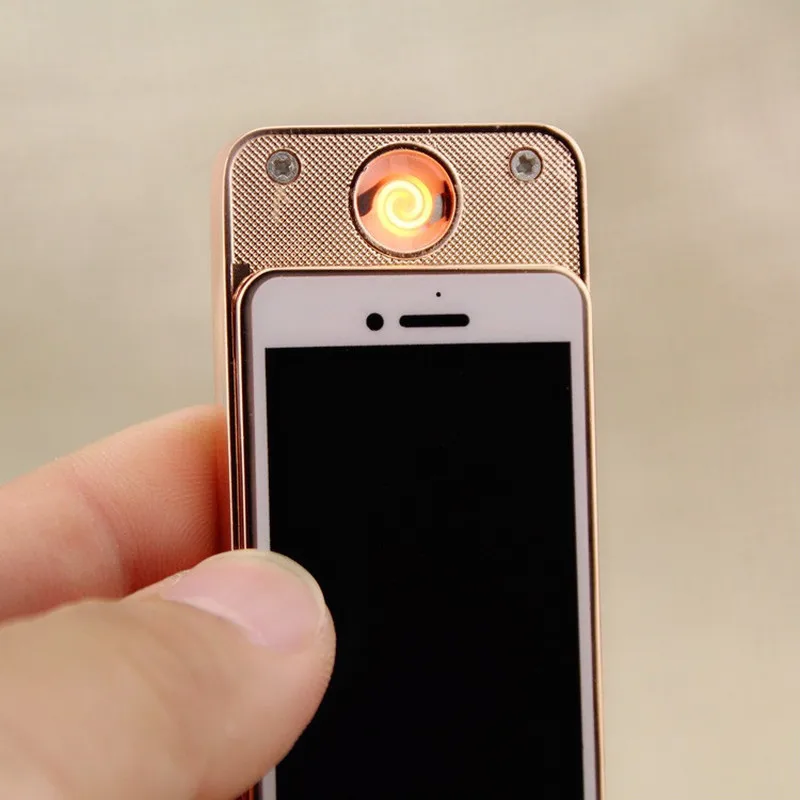 Творческий мини iPhone форма скольжения вниз Металл ветрозащитный Электронный USB прикуриватель мужской подарок без коробки