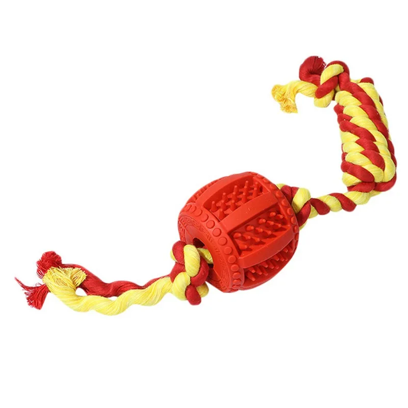 

Rubber Ball Rope Knot Design Pet Dog Chew Toy Bite Resistant Interactive Toys Puppy Teeth Cleaning Toy Pet Supplie