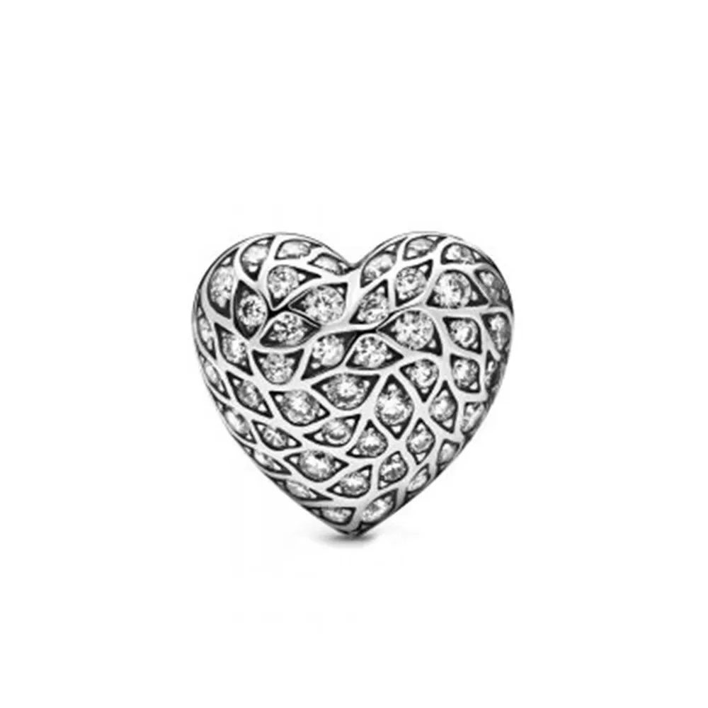 

NEW 2019 100% 925 Sterling Silver Shiny Pattern Heart Shaped Single Earrings Stud Fit DIY Women Original Fashion Jewelry Gift