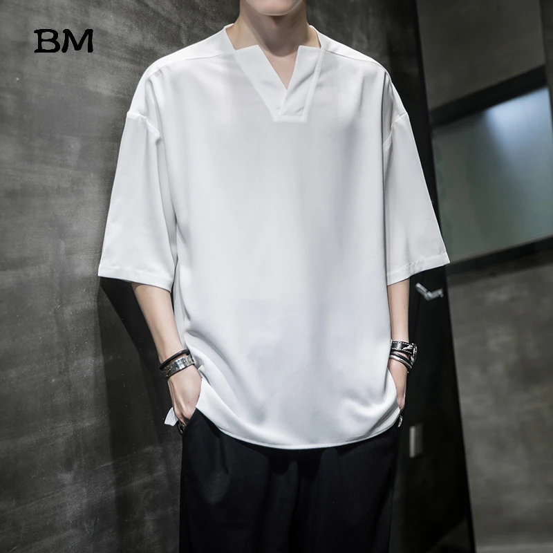 Летняя тонкая футболка в китайском стиле для мужчин 2020 хлопковая Льняная мужская