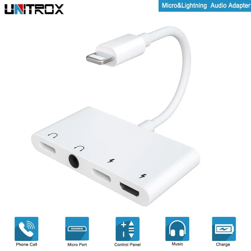 4 в 1 аудио адаптер для Lightning до 3 5 мм Дополнительный разъем наушников с Micro USB
