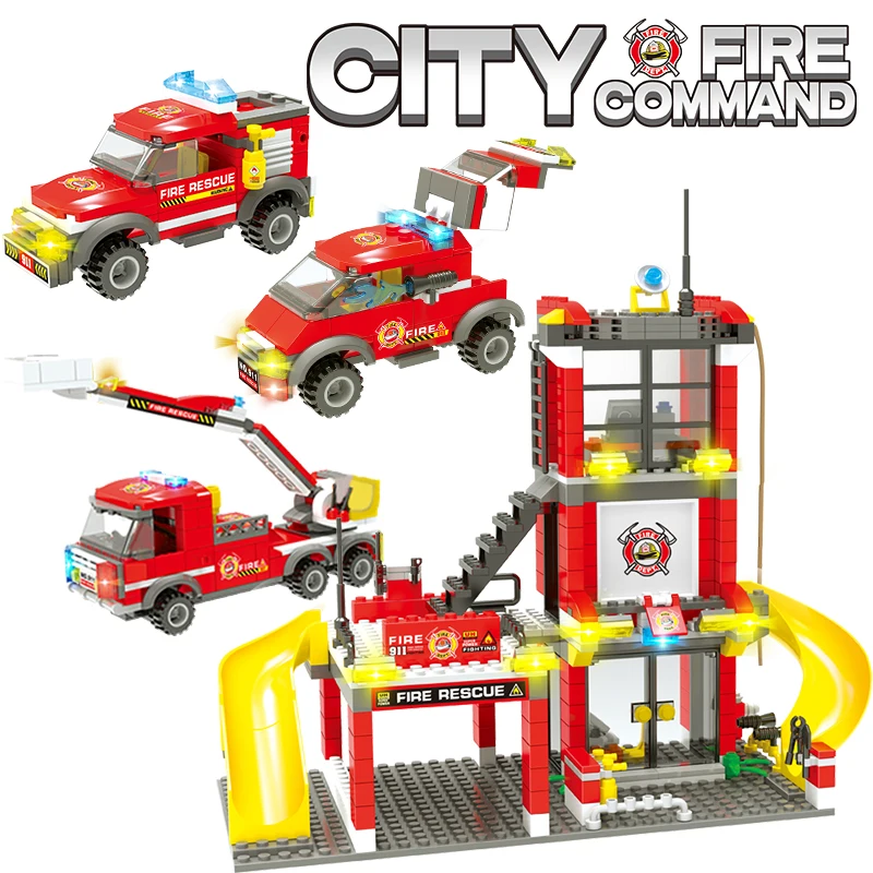 Город пожарная станция строительные блоки 5 видов стилей Совместимость