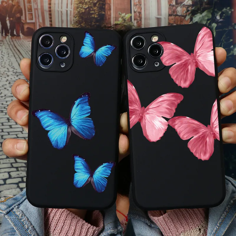 С изображением милой бабочки голубого цвета с мультипликационным принтом чехлы
