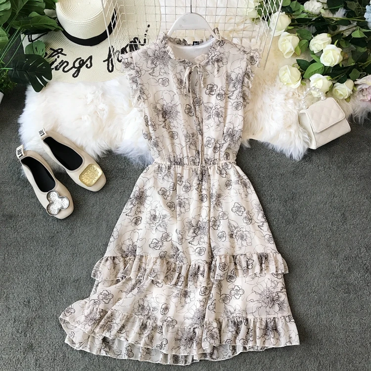 Новинка 2019 модная женская одежда шифоновое платье для взрослых с цветочным