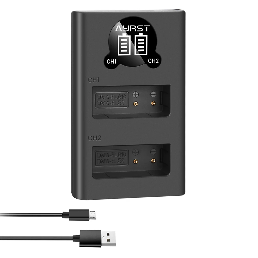 2 шт. 1800 мА/ч DMW BLG10 ДМВ BLG10e BLE9 Батарея + usb портами и светодиодным индикатором