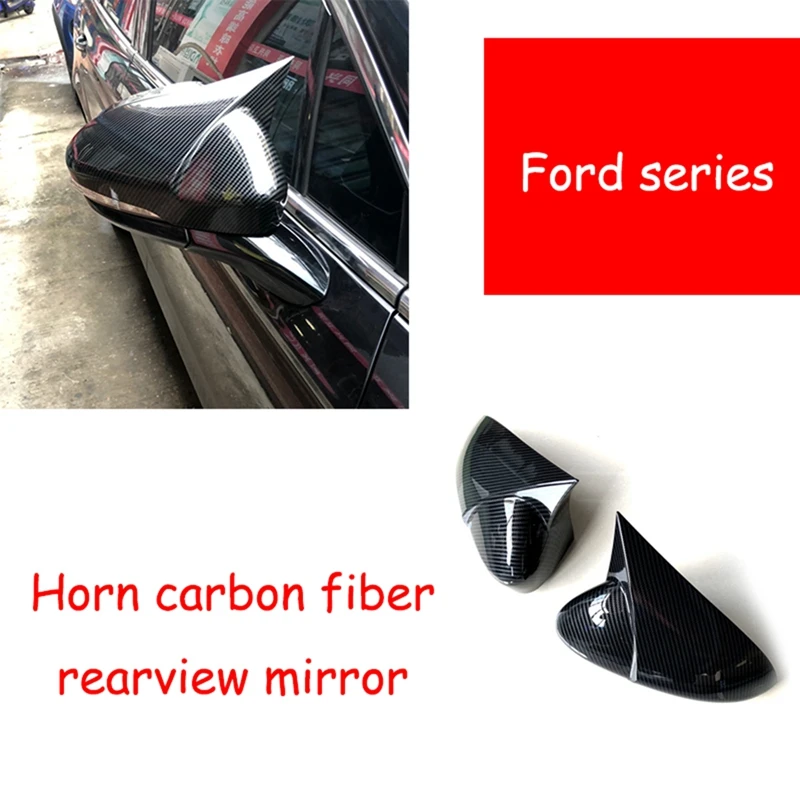 

2 Pcs Suitable for Ford Focus Mondeo Winning Modified Horn Carbon Fiber Rearview Mirror Reversing Mirror Shell Cover Sticker