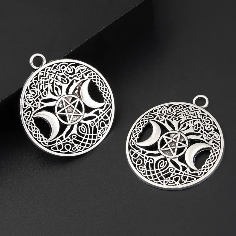 5 шт покрытые серебром Цвет подвеска Триединая Богиня Луны Подвески Wicca
