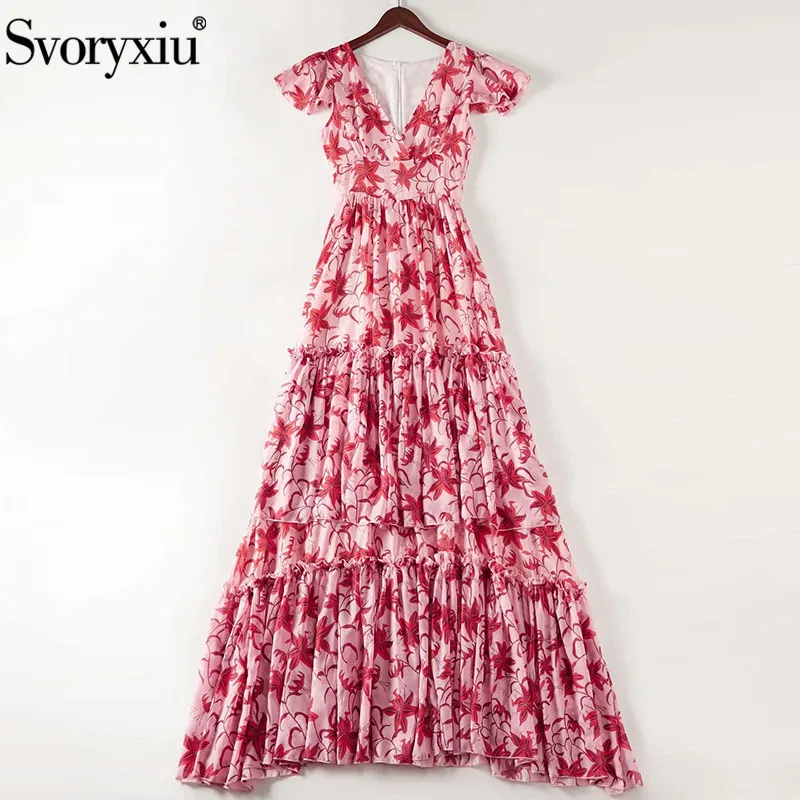 Женское платье с оборками в несколько рядов Svoryxiu разноцветное Элегантное