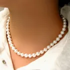 Романтическое элегантное белое жемчужное ожерелье диаметром 8 мм для женщин, мужчин, девушек, ожерелья для свадебного банкета, тренд 2021, новое поступление