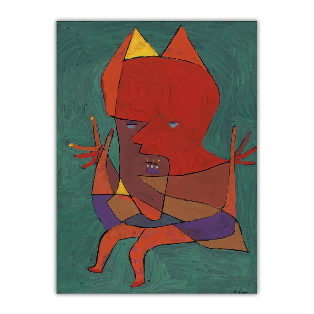 Paul Klee 》 Статуэтка маленький огненный дьявол картина маслом на холсте